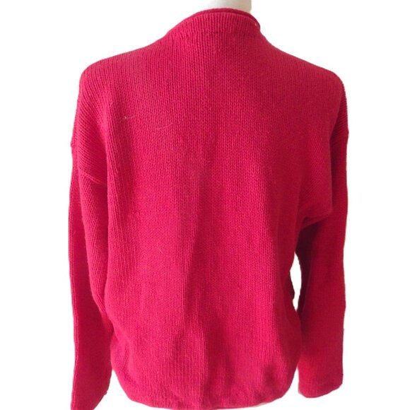 Vintage Eagle's Eye Red Sweater/ Embellished/ Teddy Bear/ Jewels - Picture 6 of 7